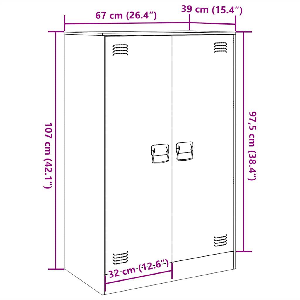 vidaXL Ντουλάπι Πράσινο Λαδί 67x39x107 εκ. από Ατσάλι