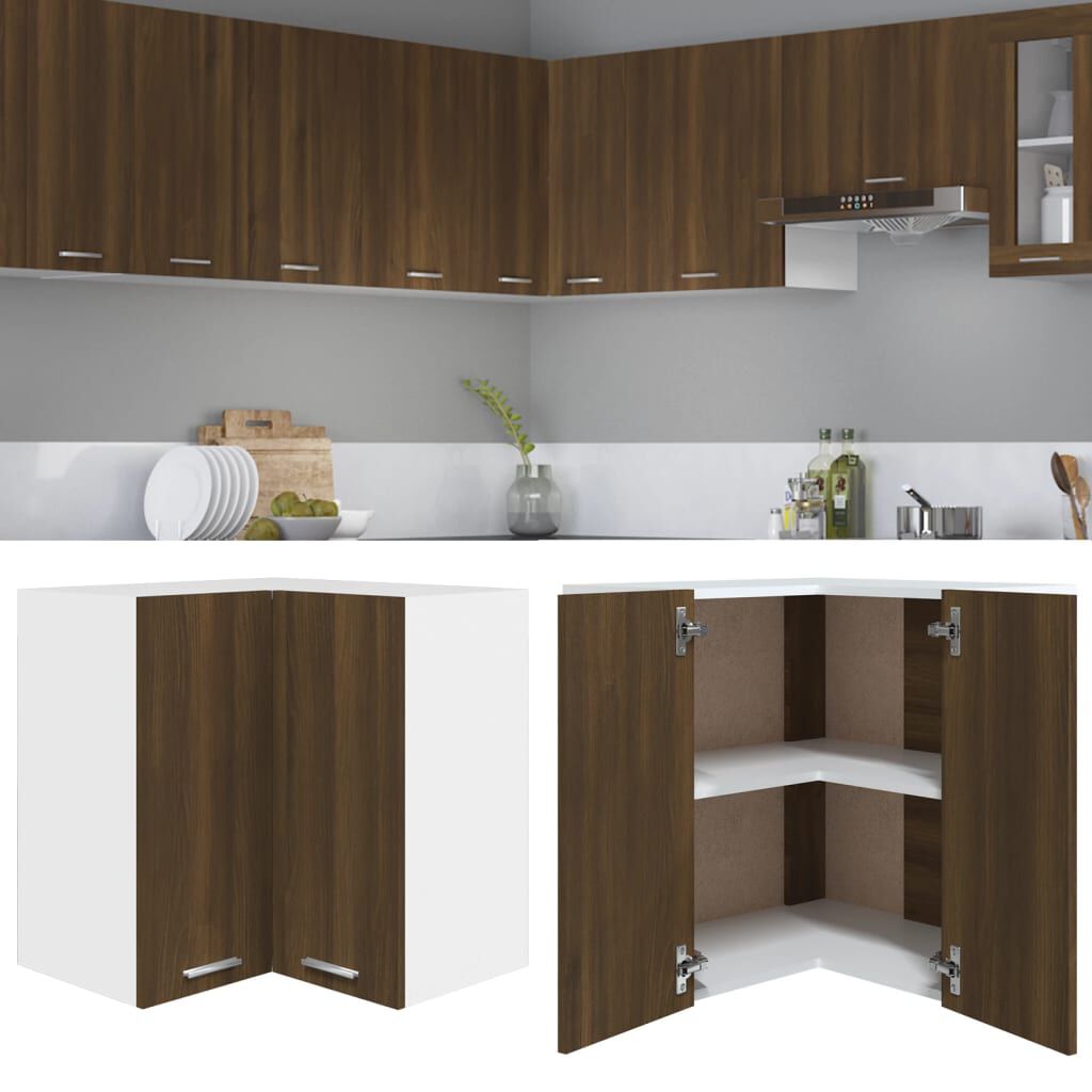 vidaXL Ντουλάπι Κρεμαστό Γωνιακό Lyon Καφέ Δρυς 57x57x60εκ. Επεξ. Ξύλο