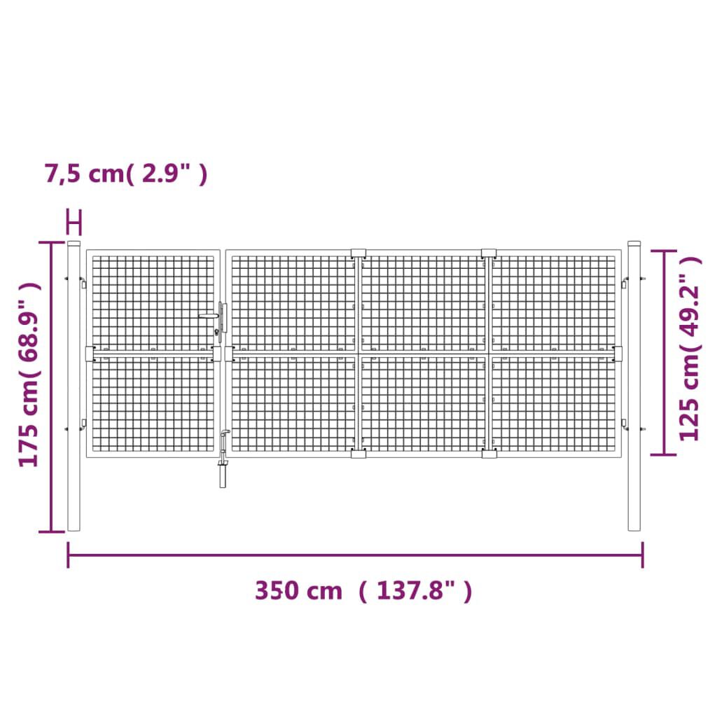 vidaXL Πόρτα Περίφραξης με Πλέγμα Πράσινη 350 x 175 εκ. Γαλβαν. Ατσάλι
