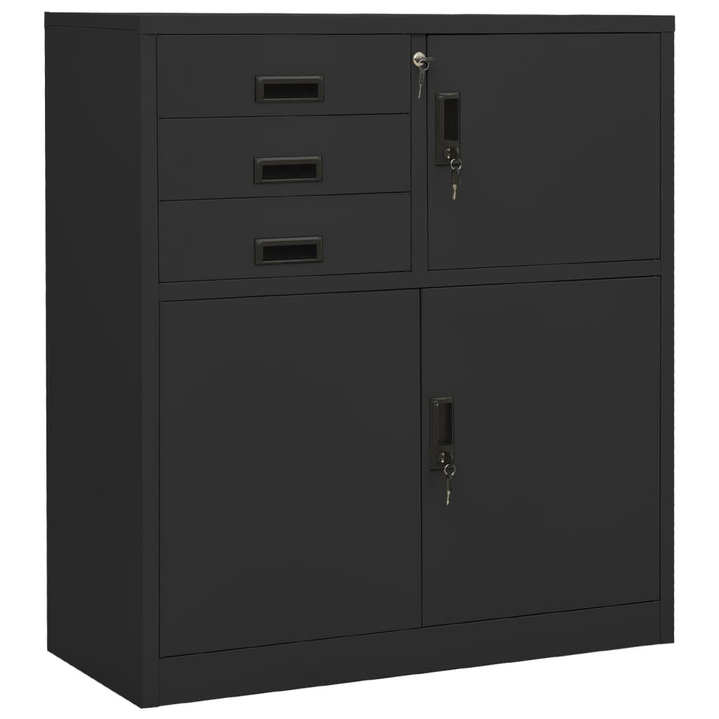 vidaXL Ντουλάπα Γραφείου με Γλάστρα Ανθρακί 90 x 40 x 125 εκ. Ατσάλινη