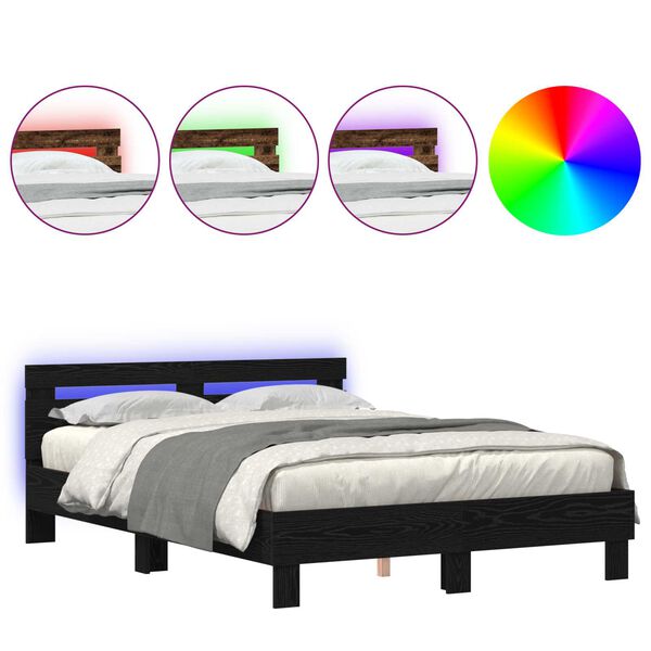 vidaXL Σκελετός Κρεβατιού Μαύρη δρυς 140 x 190 cm Επεξεργασμένο ξύλο