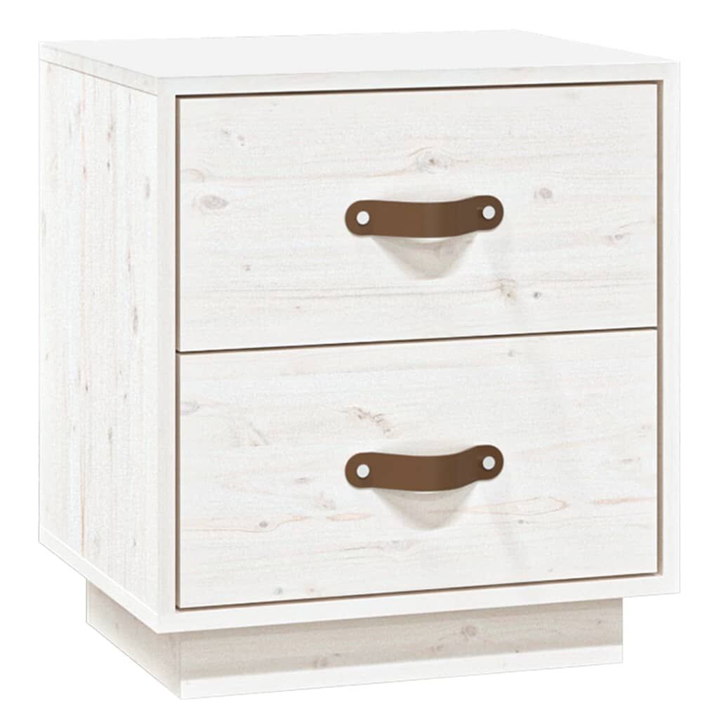 vidaXL Κομοδίνα 2 τεμ. Λευκό 40x34x45 εκ. από Μασίφ Ξύλο Πεύκου