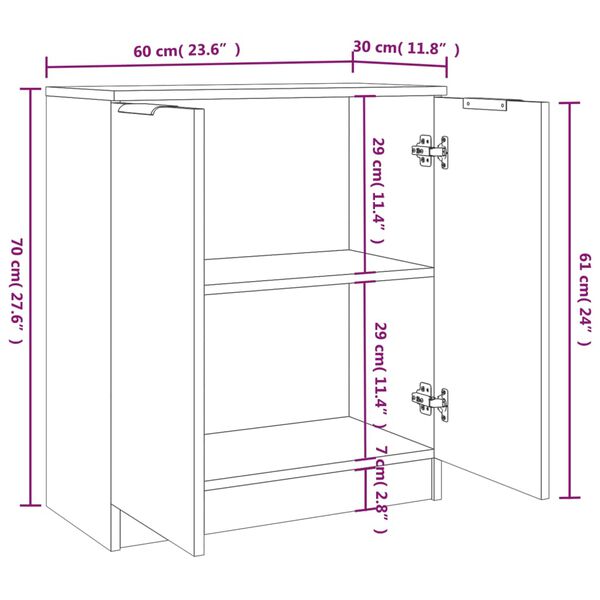 vidaXL Ντουλάπια 2 τεμ. άσπρο 60x30x70 εκ. Επεξεργασμένο Ξύλο
