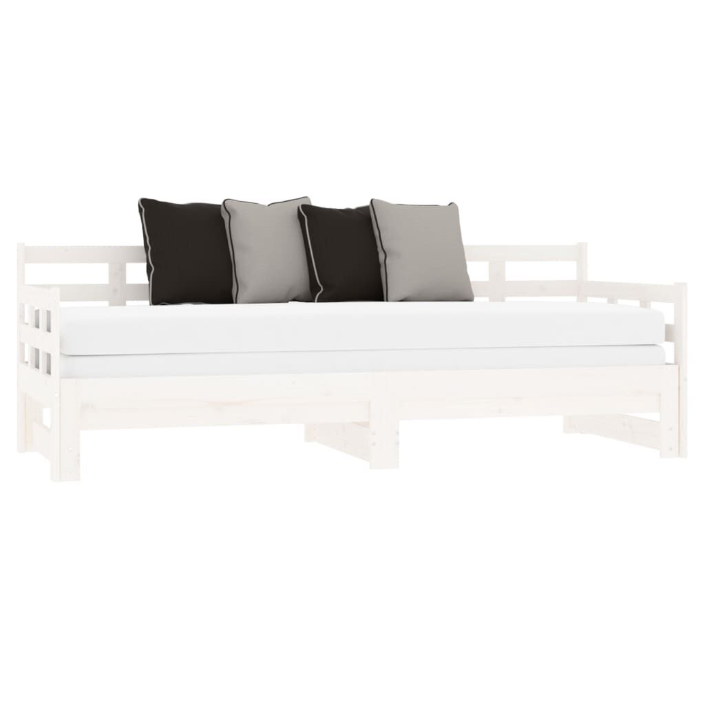 vidaXL Καναπές Κρεβάτι Συρόμενος Λευκός 2x(90x190) εκ. από Μασίφ Πεύκο