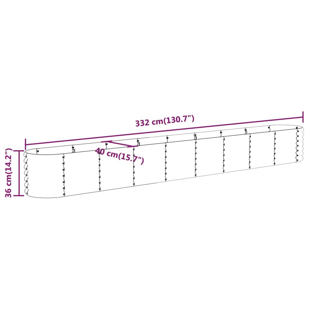 vidaXL Ζαρντινιέρα Ανθρακί 332x40x36 εκ Ατσάλι με Ηλεκτρ. Βαφή Πούδρας