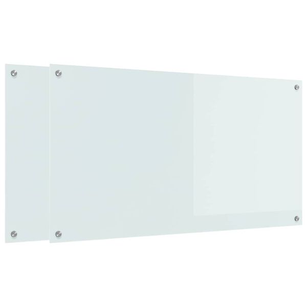 vidaXL Πίσω Πάνελ Κουζίνας 2 pcs Λευκό 110 x 60 cm σκληρυμένο γυαλί