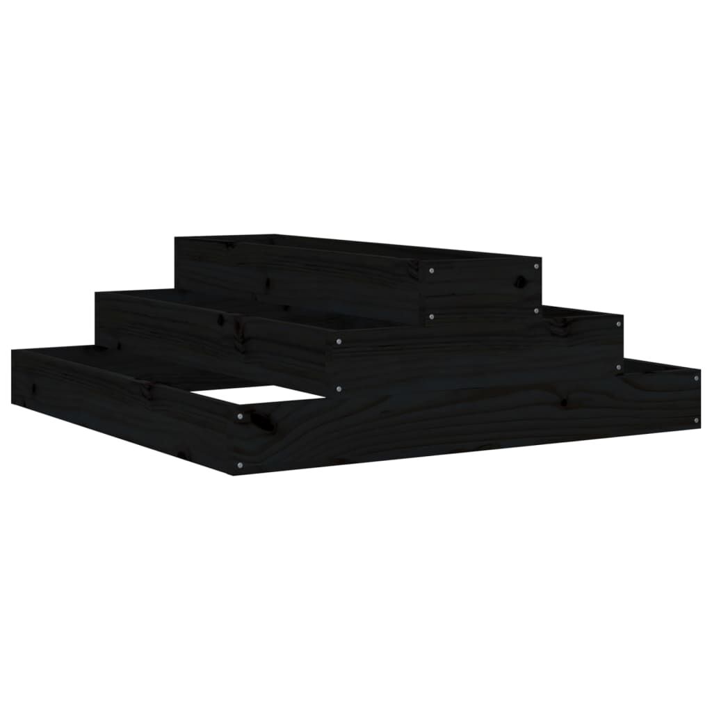 vidaXL Ζαρντινιέρα Μαύρο 80 x 80 x 27 εκ. από Μασίφ Ξύλο Πεύκου