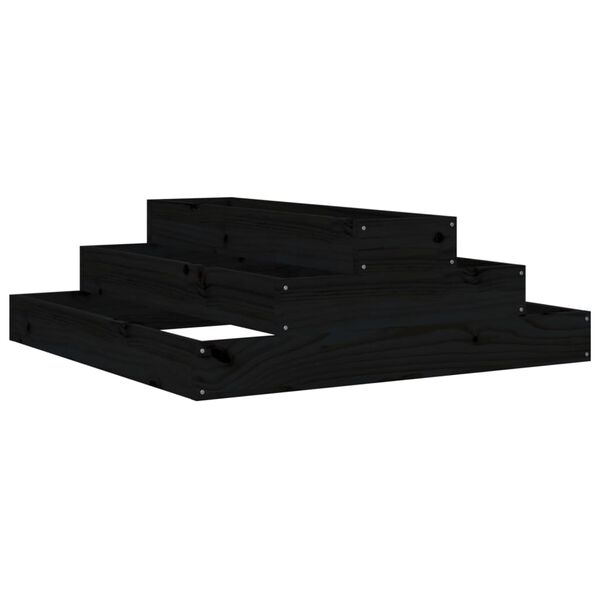 vidaXL Ζαρντινιέρα Μαύρο 80 x 80 x 27 εκ. από Μασίφ Ξύλο Πεύκου