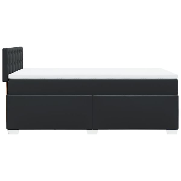 vidaXL Κρεβάτι Boxspring με Στρώμα Μαύρο 80 x 200 εκ. Συνθετικό Δέρμα