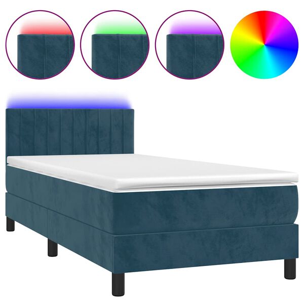 vidaXL &Kappa;&rho;&epsilon;&beta;ά&tau;&iota; Boxspring &mu;&epsilon; &Sigma;&tau;&rho;ώ&mu;&alpha; & LED &Sigma;&kappa;. &Mu;&pi;&lambda;&epsilon; 90x200 &epsilon;&kappa;. &Beta;&epsilon;&lambda;&omicron;ύ&delta;&iota;&nu;&omicron;