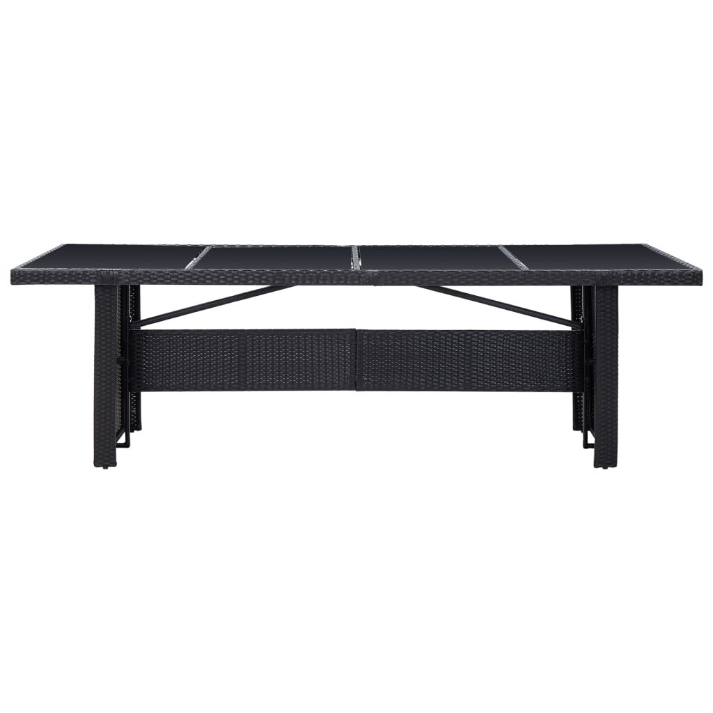 vidaXL Τραπέζι Κήπου Μαύρο 240 x 90 x 74 εκ. από Συνθετικό Ρατάν/Γυαλί