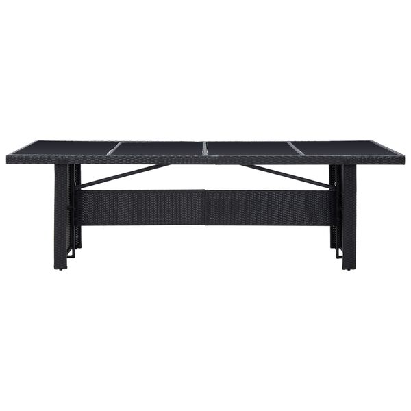 vidaXL Τραπέζι Κήπου Μαύρο 240 x 90 x 74 εκ. από Συνθετικό Ρατάν/Γυαλί