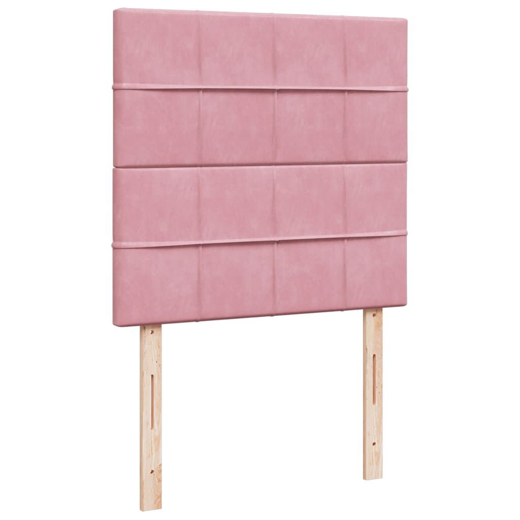 vidaXL Κρεβάτι Boxspring με Στρώμα Ροζ 90x190 εκ. Βελούδινο