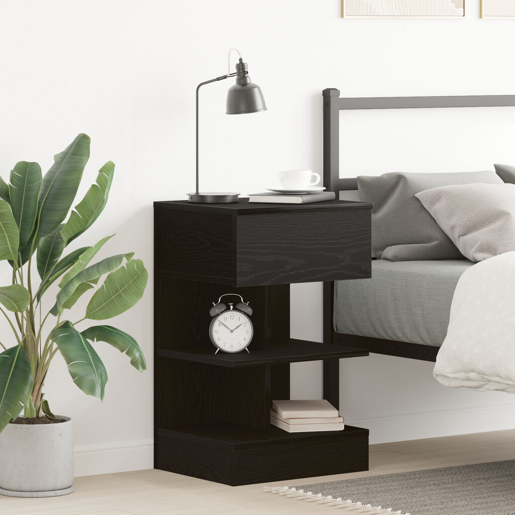 vidaXL Κομοδίνο Μαύρη Δρυς 40x35x65 εκ Επεξεργασμένο Ξύλο