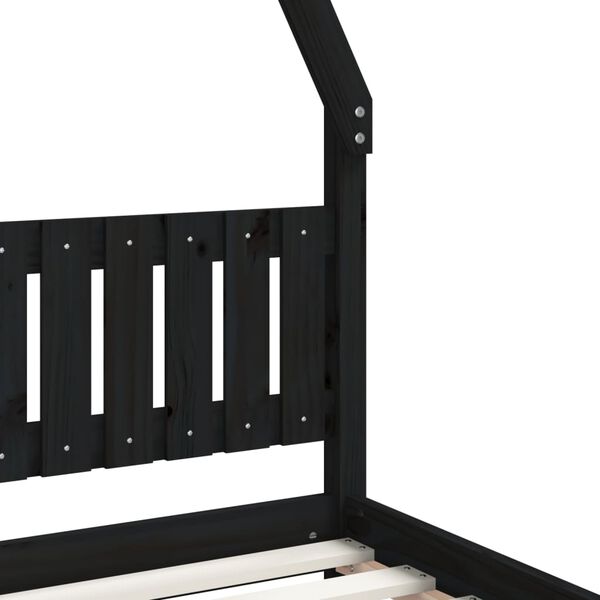 vidaXL Πλαίσιο Παιδικού Κρεβατιού Μαύρο 90 x 190 εκ. Μασίφ Ξύλο Πεύκου
