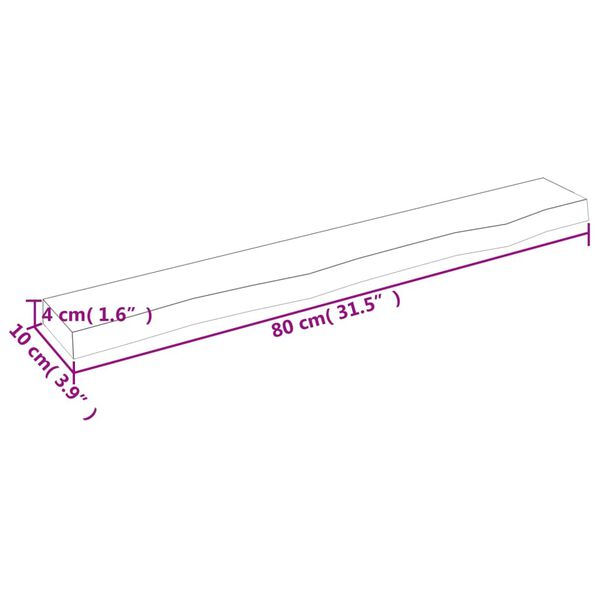 vidaXL Ράφι Τοίχου Ανοιχτό Καφέ 80x10x4 εκ. Επεξεργ. Μασίφ Ξύλο Δρυός