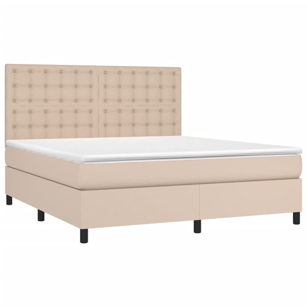 vidaXL Κρεβάτι Boxspring με Στρώμα Καπουτσίνο 180x200 εκ. Συνθ. Δέρμα
