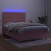 vidaXL &Kappa;&rho;&epsilon;&beta;ά&tau;&iota; Boxspring &mu;&epsilon; &Sigma;&tau;&rho;ώ&mu;&alpha; & LED &Rho;&omicron;&zeta; 140x190 &epsilon;&kappa;. &Beta;&epsilon;&lambda;&omicron;ύ&delta;&iota;&nu;&omicron;