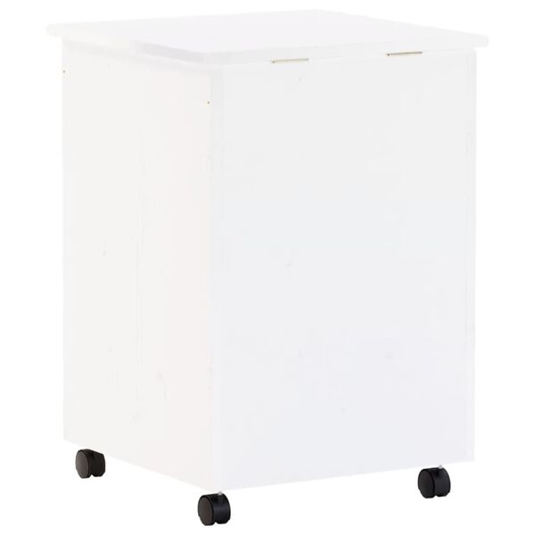 vidaXL Καλάθι Άπλυτων με Τροχούς RANA Λευκό 45x45x64εκ. Μασίφ Πεύκο