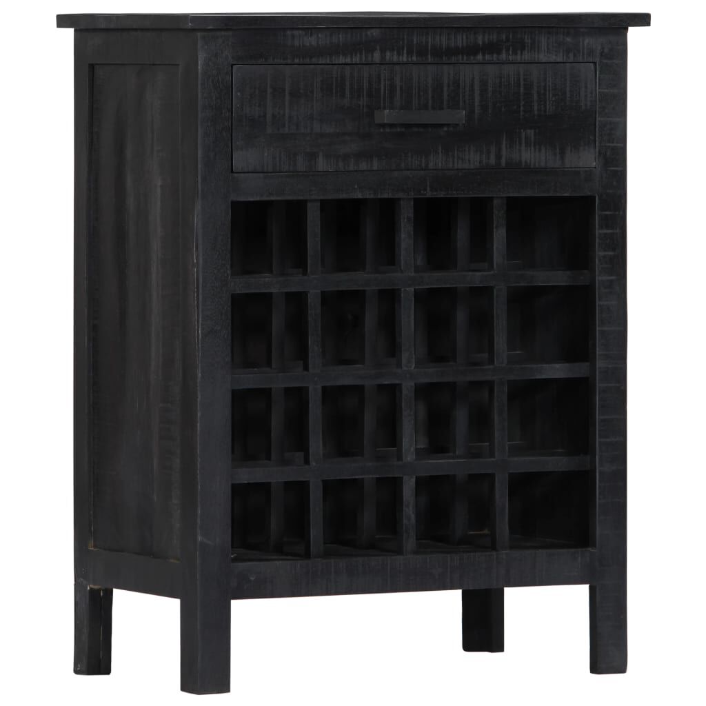 vidaXL Ραφιέρα / Σταντ Κρασιών Μαύρη 56x35x75 εκ. Μασίφ Ξύλο Μάνγκο