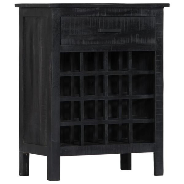 vidaXL Ραφιέρα / Σταντ Κρασιών Μαύρη 56x35x75 εκ. Μασίφ Ξύλο Μάνγκο
