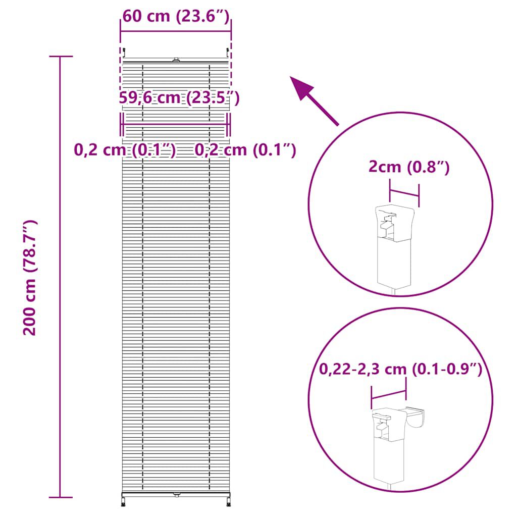 Πλισέ ρόλερ σκίασης60x200cm Λευκό