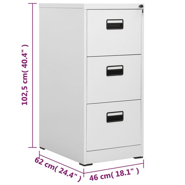 vidaXL Αρχειοθήκη Ανοιχτό Γκρι 46 x 62 x 102,5 εκ. από Ατσάλι