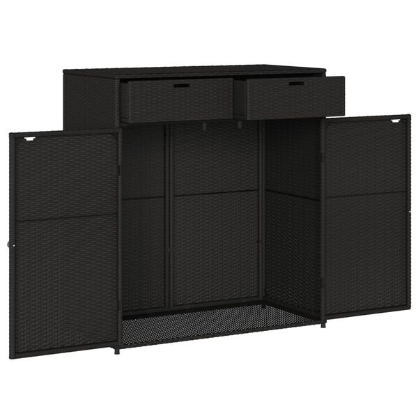 vidaXL Ντουλάπι Αποθήκευσης Κήπου Μαύρο 105x55x113 εκ. από Συνθ. Ρατάν
