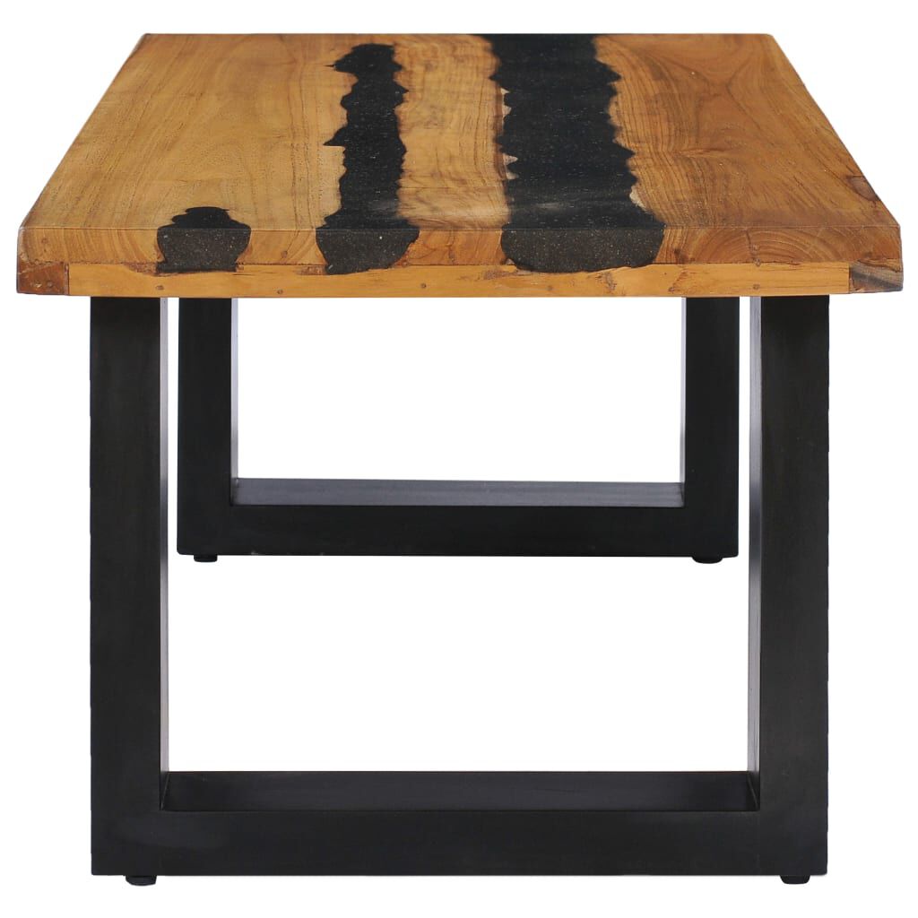 vidaXL Τραπέζι Σαλονιού 100x50x40 εκ. Μασίφ Ξύλο Teak/Ηφαιστ. Πέτρωμα