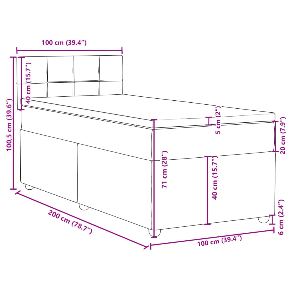 vidaXL Κρεβάτι Boxspring με Στρώμα Taupe 100 x 200 εκ. Υφασμάτινο