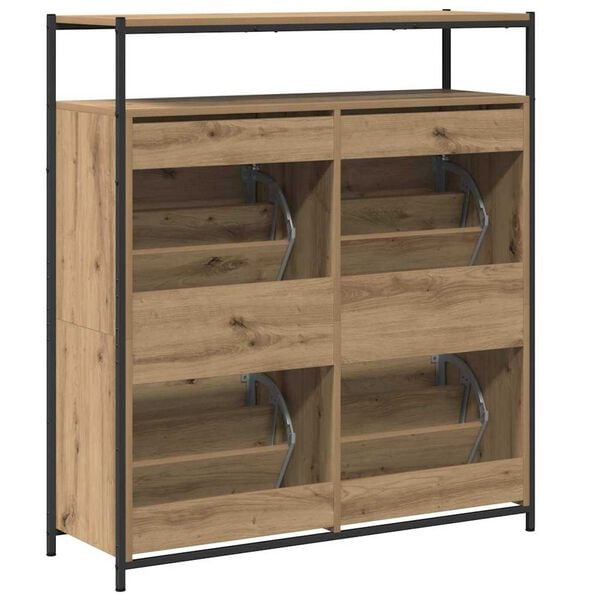 vidaXL Ντουλάπα Παπουτσιών με πόρτα artisan δρυς 100 x 34 x 112 εκ