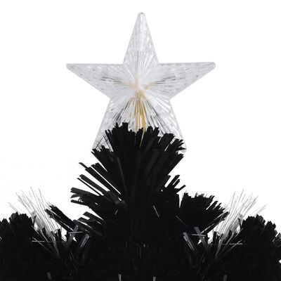 vidaXL Χριστουγεννιάτικο Δέντρο LED Χιονονιφάδες Οπτ.Ίνες Μαύρο 150 εκ
