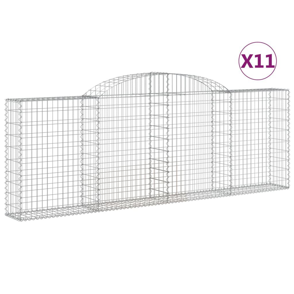 vidaXL Συρματοκιβώτια Τοξωτά 11 τεμ. 300x30x100/120 εκ. Γαλβαν. Ατσάλι