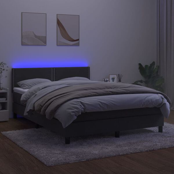 vidaXL &Kappa;&rho;&epsilon;&beta;ά&tau;&iota; Boxspring &mu;&epsilon; &Sigma;&tau;&rho;ώ&mu;&alpha; & LED &Sigma;&kappa;. &Gamma;&kappa;&rho;&iota; 140x200&epsilon;&kappa;. &Beta;&epsilon;&lambda;&omicron;ύ&delta;&iota;&nu;&omicron;