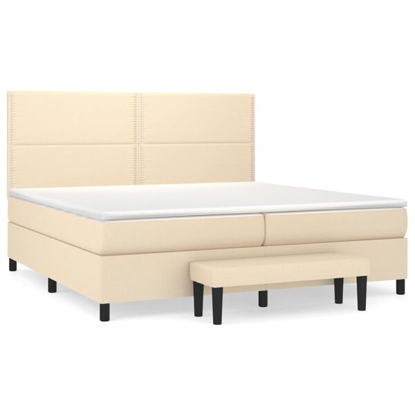vidaXL &Kappa;&rho;&epsilon;&beta;ά&tau;&iota; Boxspring &mu;&epsilon; &Sigma;&tau;&rho;ώ&mu;&alpha; &Kappa;&rho;&epsilon;&mu; 200x200 &epsilon;&kappa;. &Upsilon;&phi;&alpha;&sigma;&mu;ά&tau;&iota;&nu;&omicron;