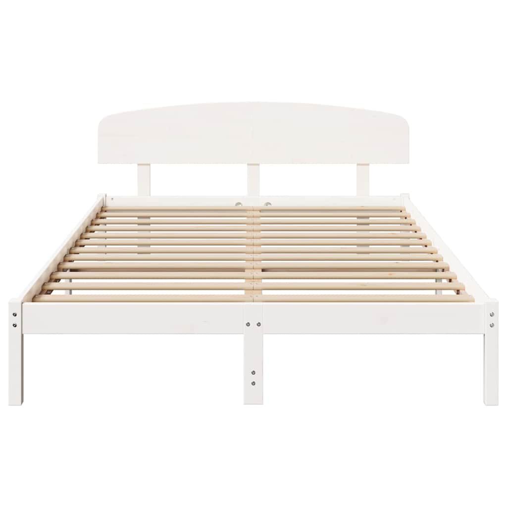 vidaXL Σκελετός Κρεβατιού Λευκό 140 x 200 cm Μασίφ ξύλο πεύκου
