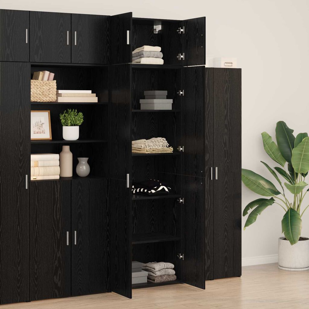 Ντουλάπι Αποθήκευσης vidaXL Μαύρος Δρύς 70x42.5x225 εκ. Επεξεργασμένο Ξύλο