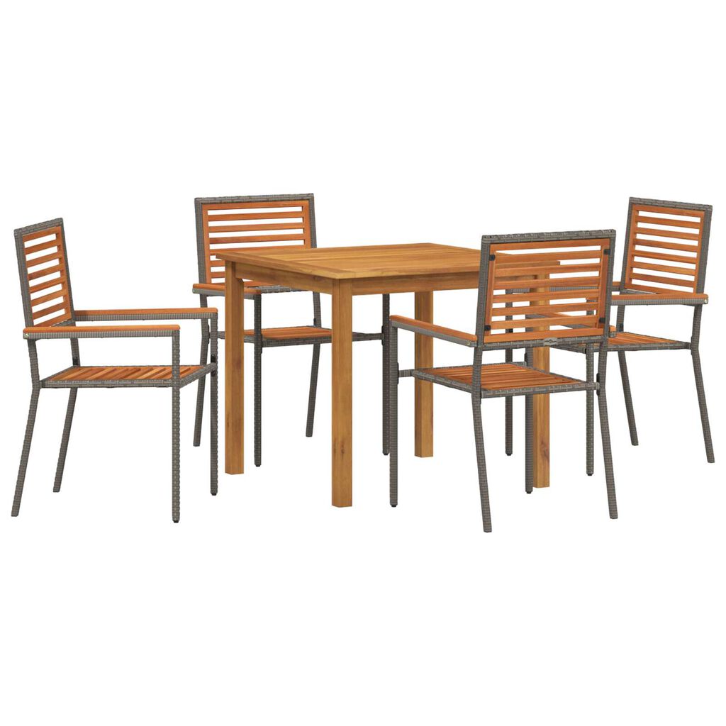 vidaXL Σέτ φαγητού για κήπο 5 pcs Γκρι Πολυ ράταν