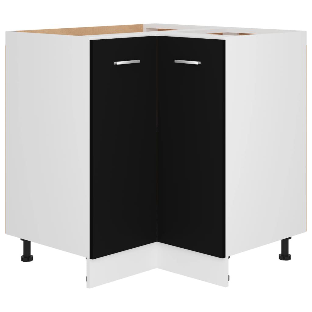 vidaXL Ντουλάπι Δαπέδου Γωνιακό Lyon Μαύρο 75,5x75,5x81,5εκ.