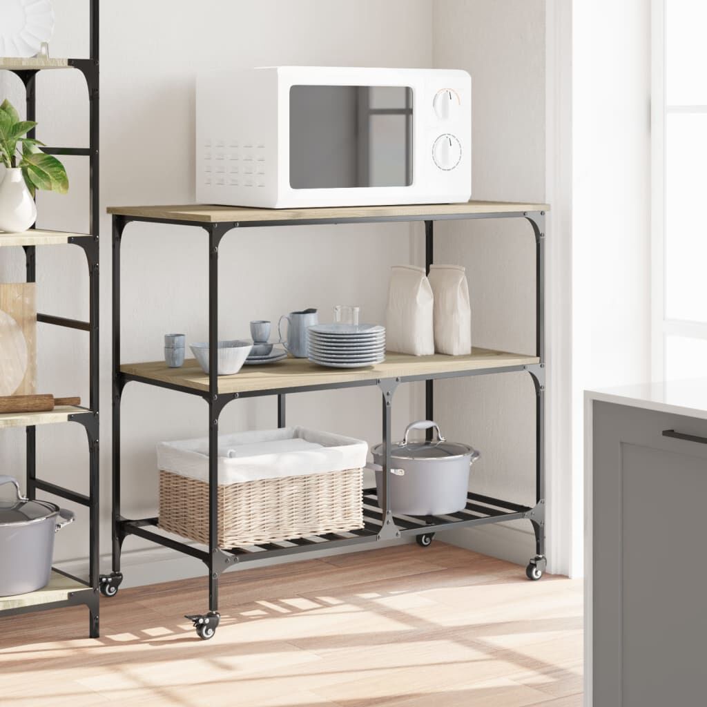 vidaXL Τρόλεϊ Κουζίνας Sonoma Δρυς 100x50x95 εκ. Επεξεργασμένο Ξύλο