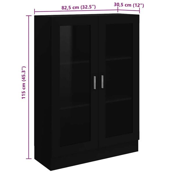 vidaXL Βιτρίνα Μαύρη 82,5 x 30,5 x 115 εκ. Επεξ. Ξύλο