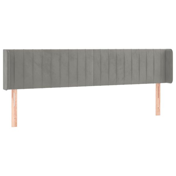 vidaXL Κεφαλάρι με Πτερύγια Ανοιχτό Γκρι 183x16x78/88 εκ. Βελούδινο