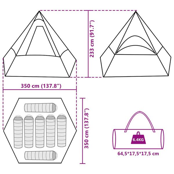 vidaXL Σκηνή Κάμπινγκ Tipi 7 Ατόμων Αδιάβροχη Πράσινη