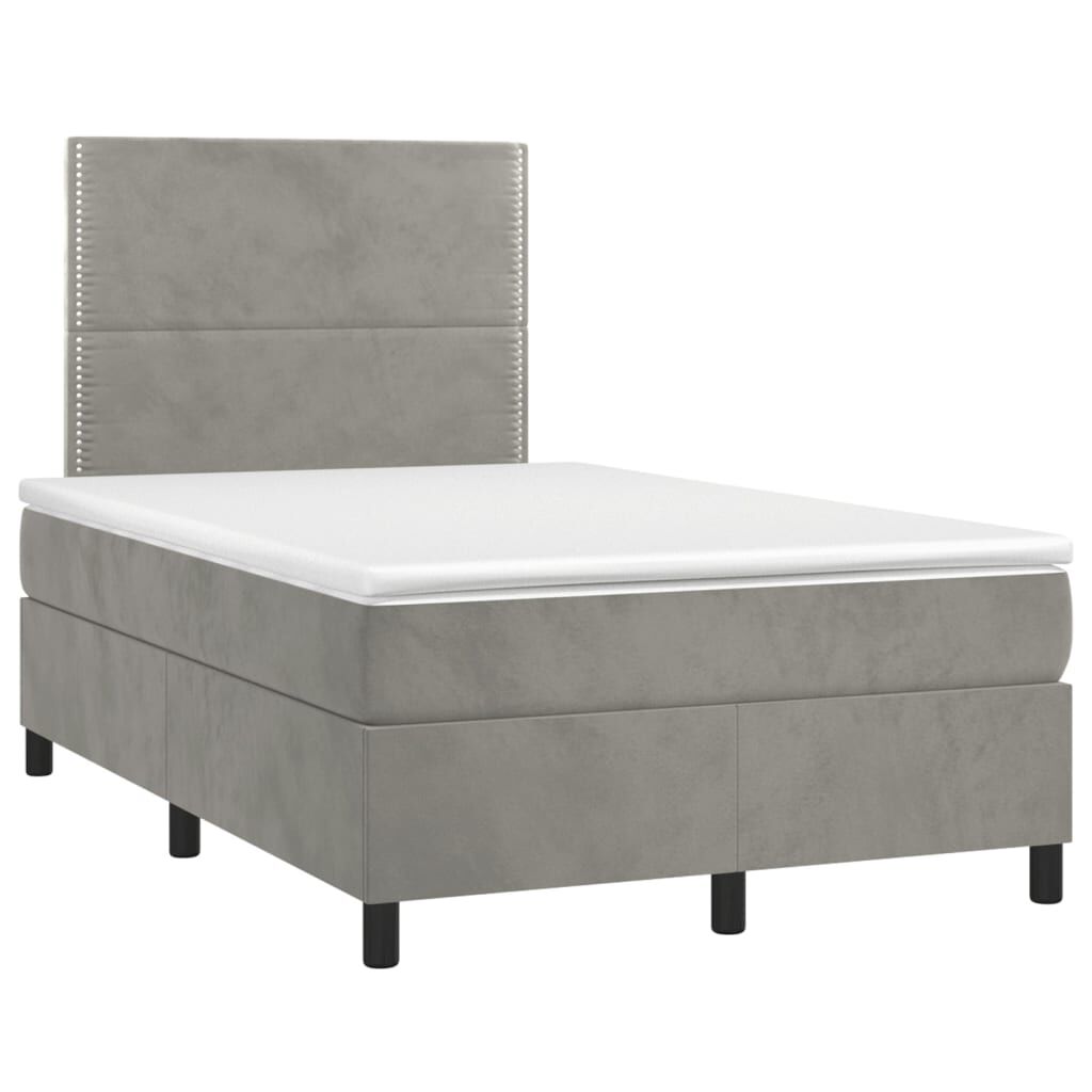 vidaXL Κρεβάτι Boxspring με Στρώμα & LED Αν.Γκρι 120x200 εκ. Βελούδινο