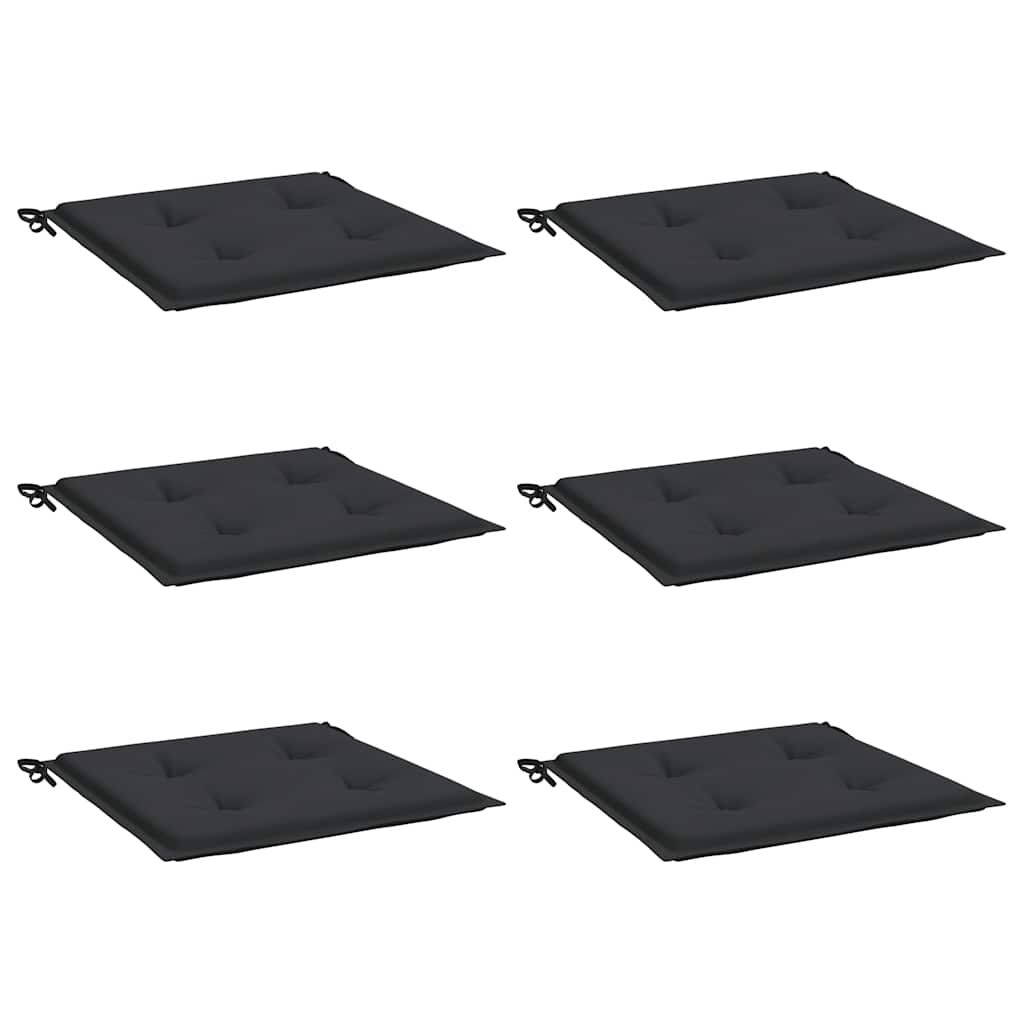 vidaXL Μαξιλάρια Καρέκλας Κήπου 6 τεμ. Μαύρα 40x40x4 εκ. Υφασμάτινα