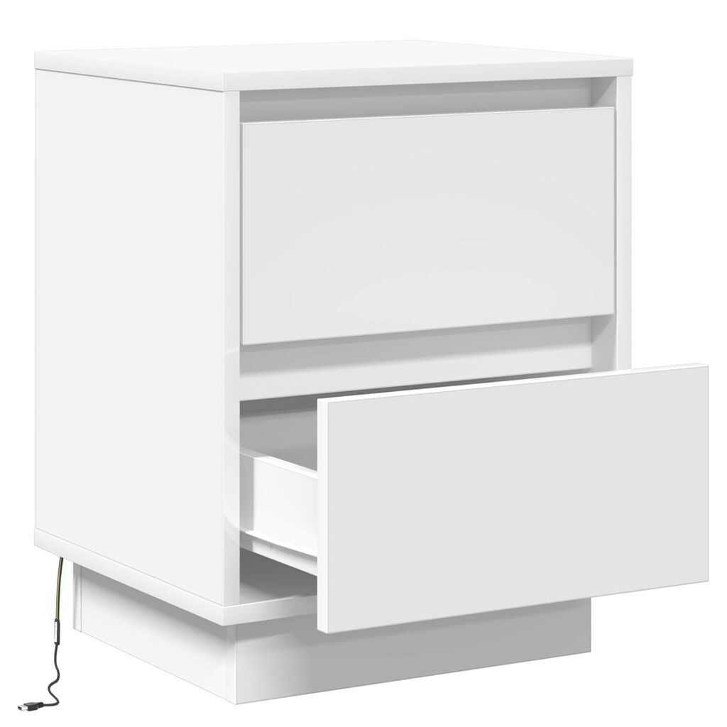 vidaXL Κομοδίνα με LED Φώτα 2 τεμ Λευκό 39x34.5x50 εκ.