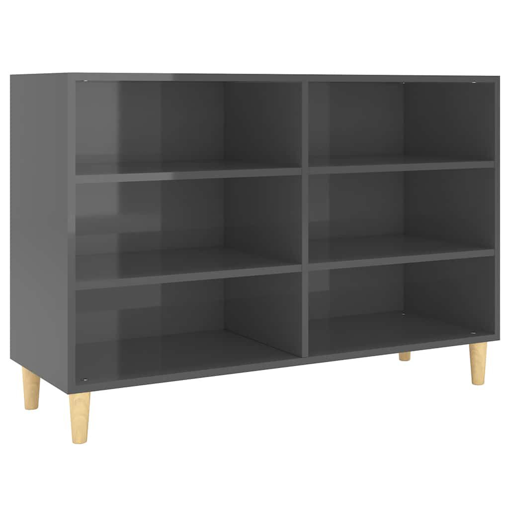 vidaXL Ραφιέρα Γυαλιστερή Γκρι 103,5 x 35 x 70 εκ. από Επεξ. Ξύλο