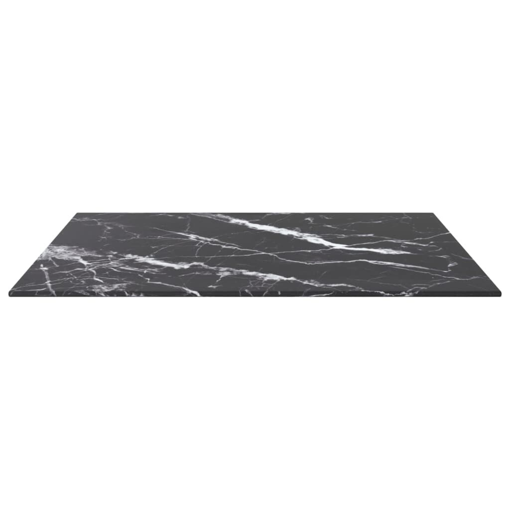 vidaXL Επιφάνεια Τραπεζιού Μαύρη 60x60εκ 6 χιλ Ψημ. Γυαλί Μαρμ. Σχέδιο