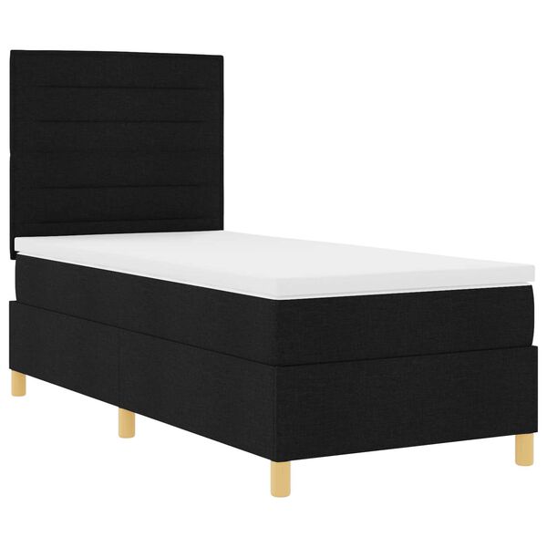 vidaXL Κρεβάτι Box Spring με Στρώμα και LED Μαύρο 80x200 cm Ύφασμα