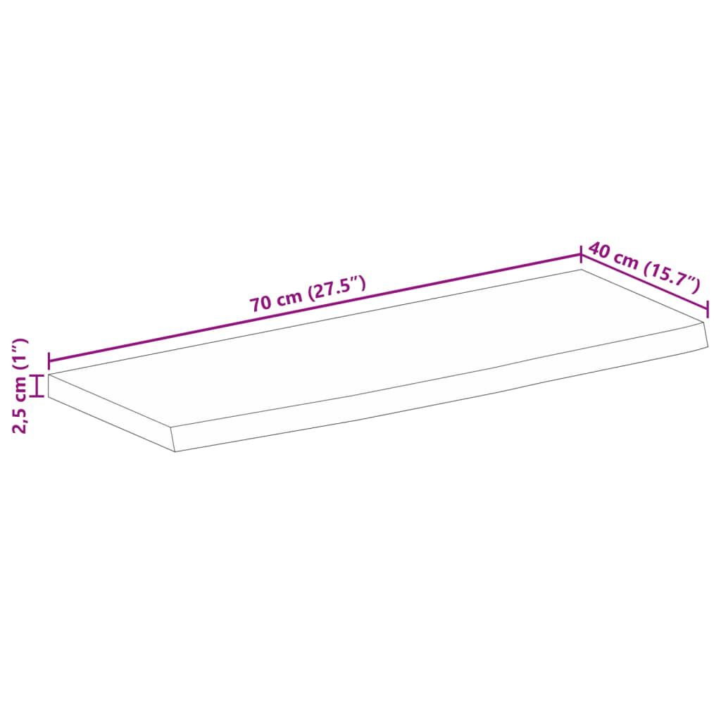 vidaXL Επιφάνεια Τραπεζιού 70x40x2,5 εκ. Live Edge Μασίφ Ξύλο Μάνγκο
